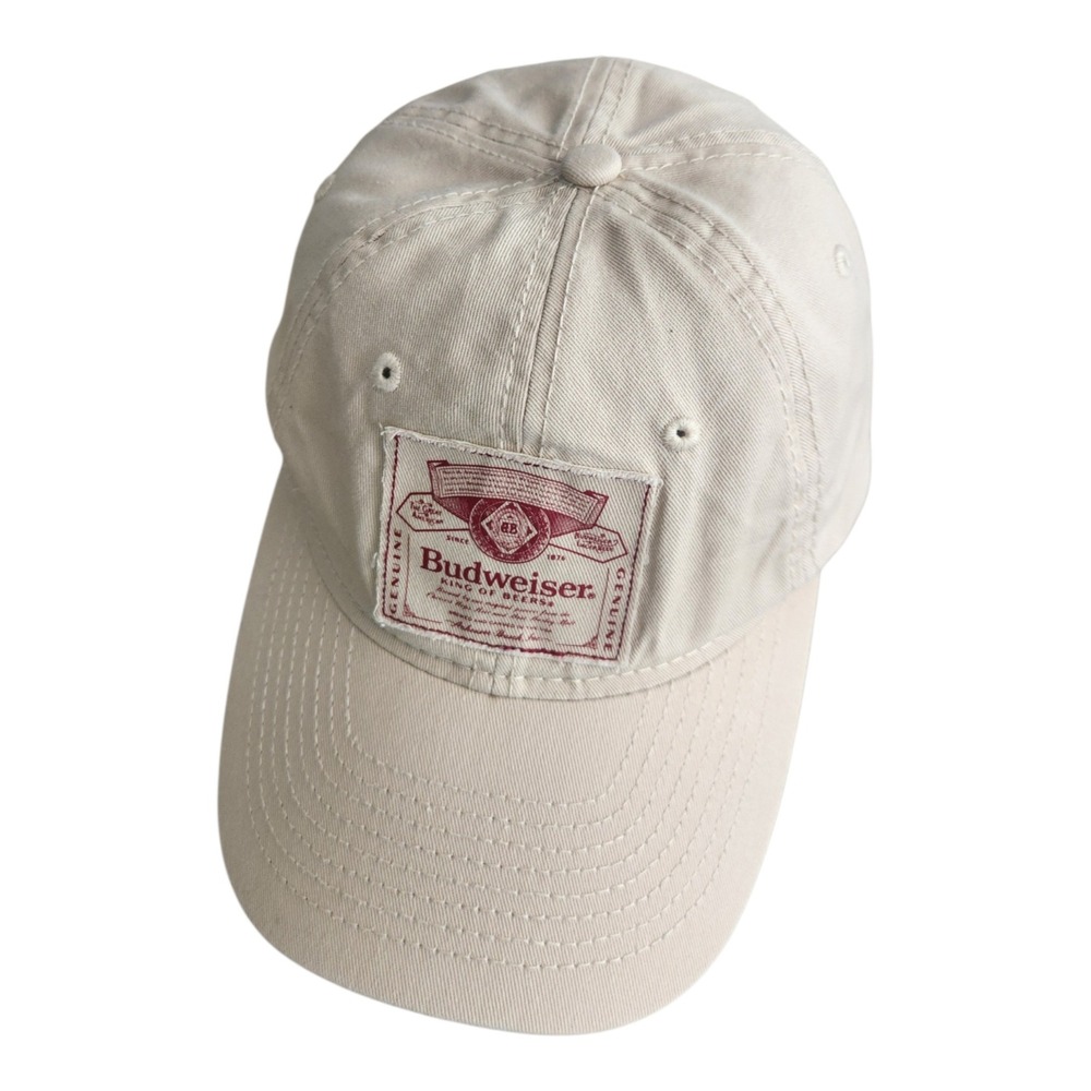 Budweiser Baseball Cap Unisex OSFM Beige Excellent‎ Vintage Style Patch Dad Hat